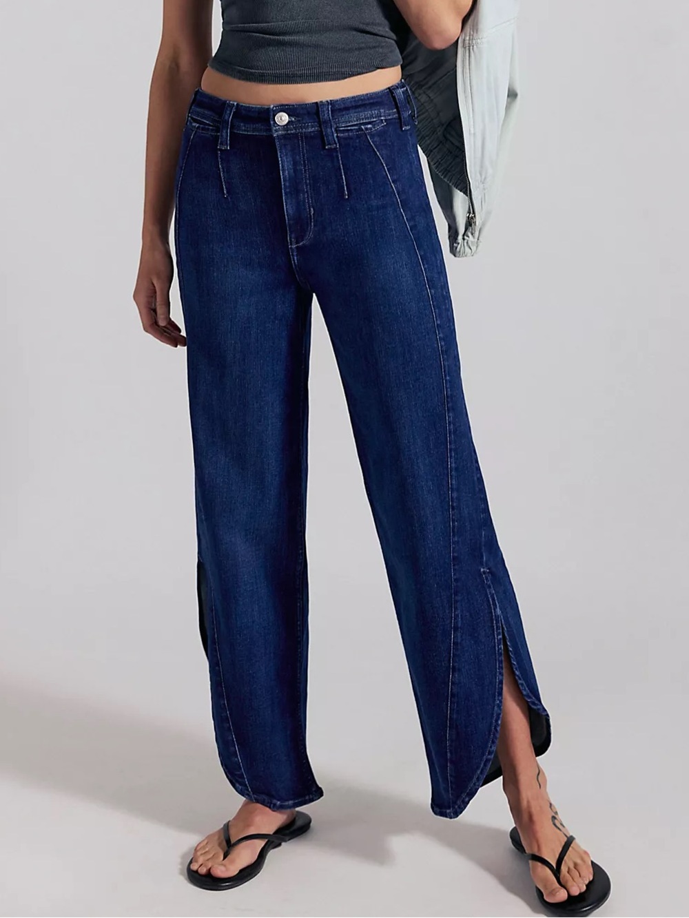 We The Free CRVY Keepsake Tulip Wide Leg Jeans Blue Boho Western Size 27